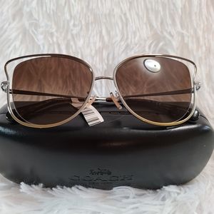 New with MSRP Tag Coach  Silver and Brown  Sunglasses